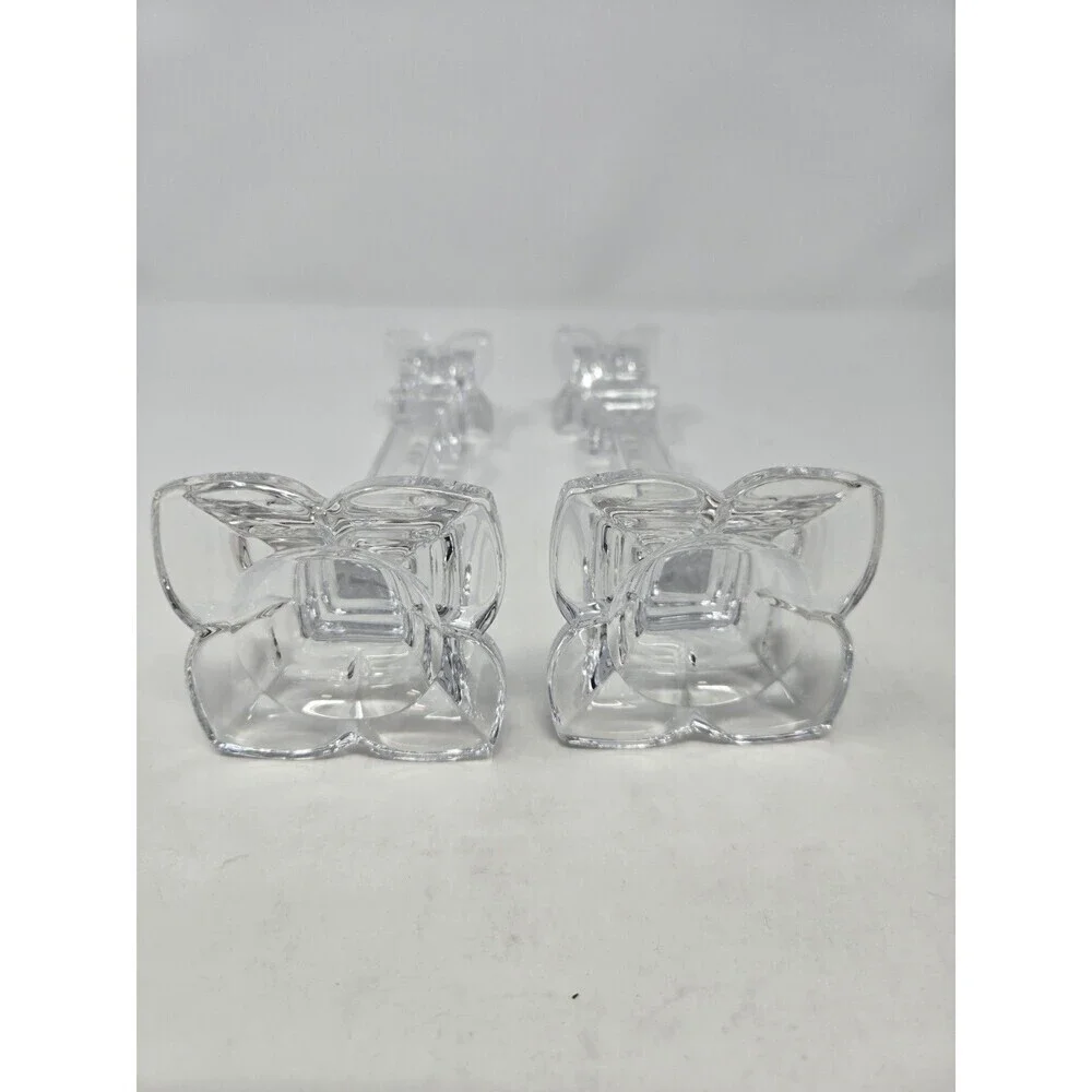 VINTAGE 1990S MIKASA LEAD CRYSTAL CANDLESTICKS SET OF 2 THE PETALS